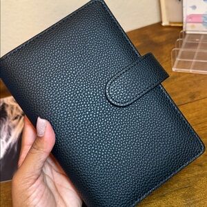 A6 Personal Binder Midnight Pebbled Leather Wallet/Planner